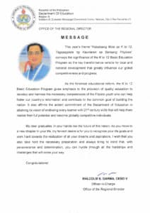 Graduation Message of Regional Director Malcolm Garma - TeacherPH