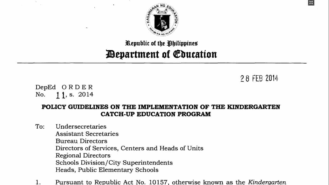 DepEd Kindergarten Catch-Up Education Program (KCEP) - TeacherPH