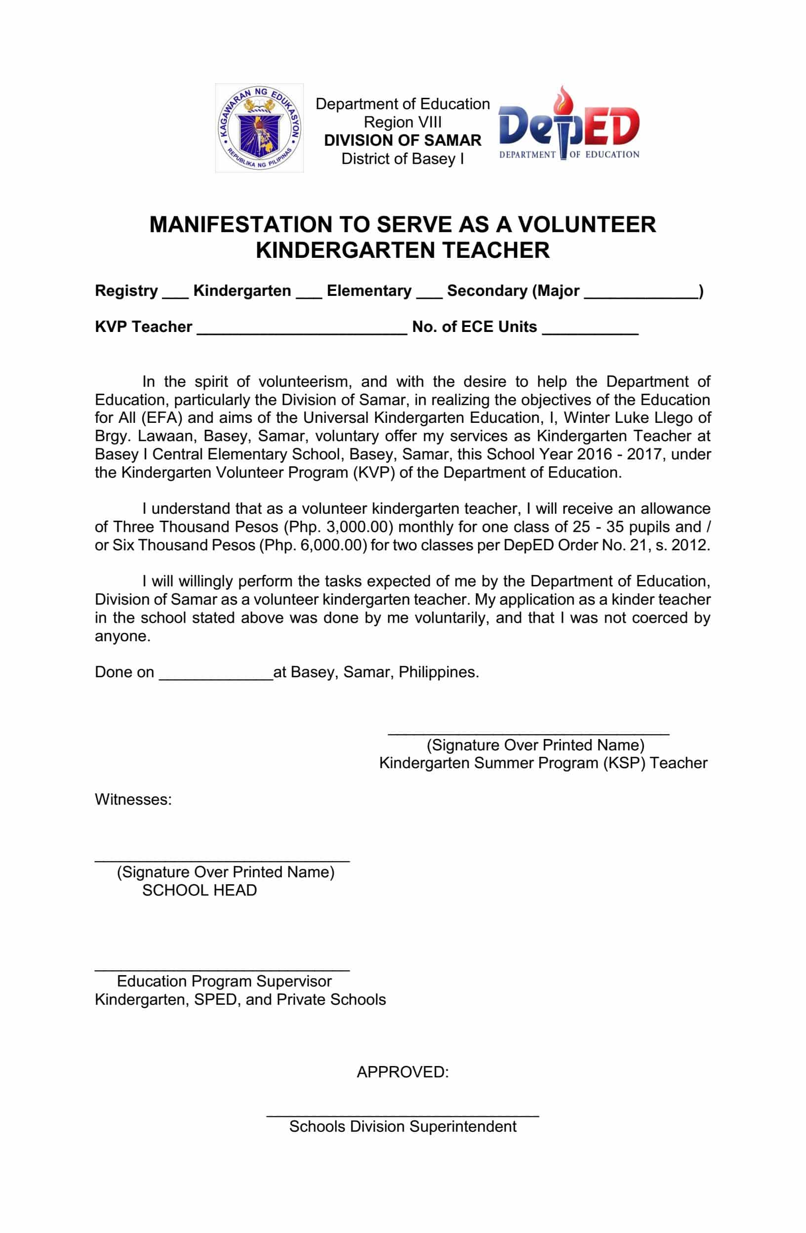 application letter for applying teacher in deped