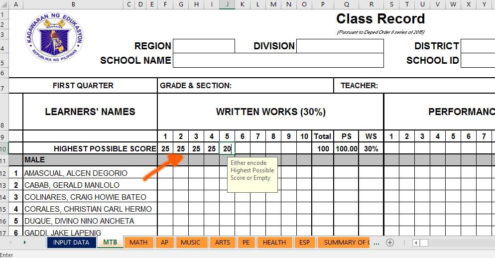 Deped Electronic Class Record Ecr Templates Teacherph Class | Images ...