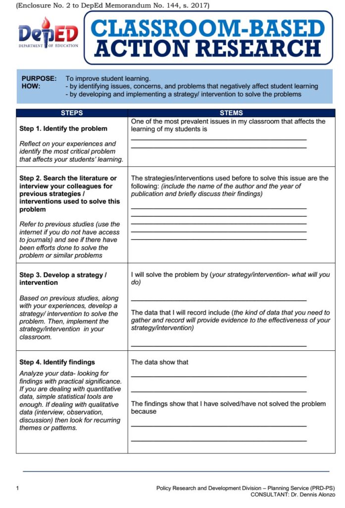 action research proposal template for teachers