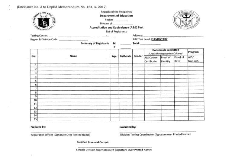 2016 Accreditation and Equivalency (A&E) Test - TeacherPH