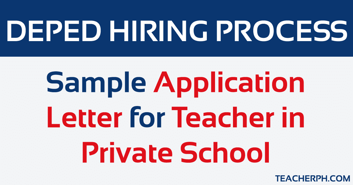 Sample Application Letter For Teacher In Private School TeacherPH