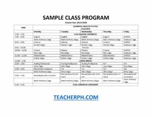 DepEd Sample Class Program and Teacher’s Schedule - TeacherPH