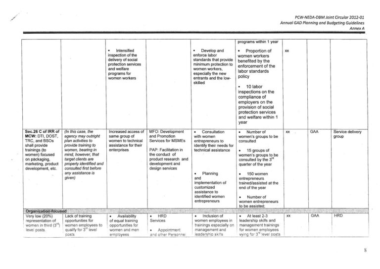 Sample Of Gad Plan And Budget