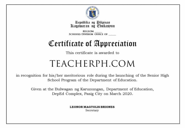 Deped Standard Format And Templates For Certificates Teacherph