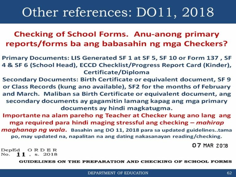 General Reminders On The Checking Of School Forms For School Year 2019 ...