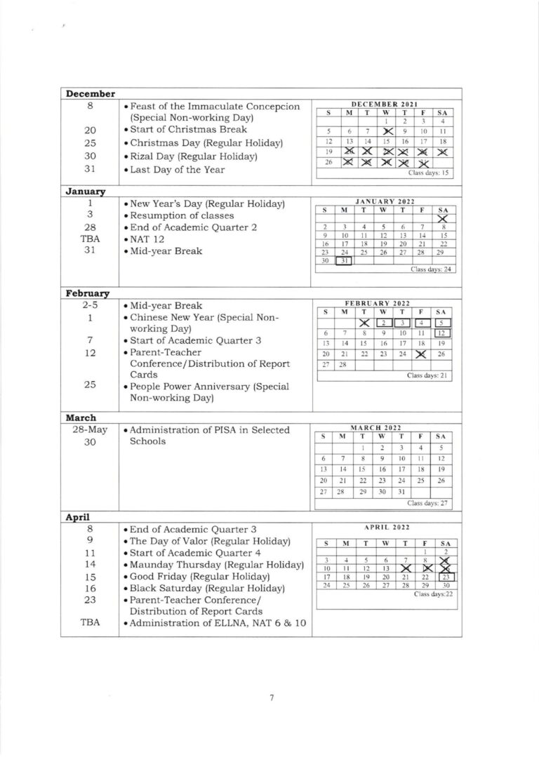 DepEd School Calendar and Activities for School Year 20212022 TeacherPH