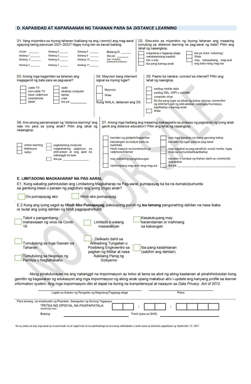Deped Modified Learner Enrollment And Survey Form Mlesf For Sy 2021 2022 Teacherph 5737