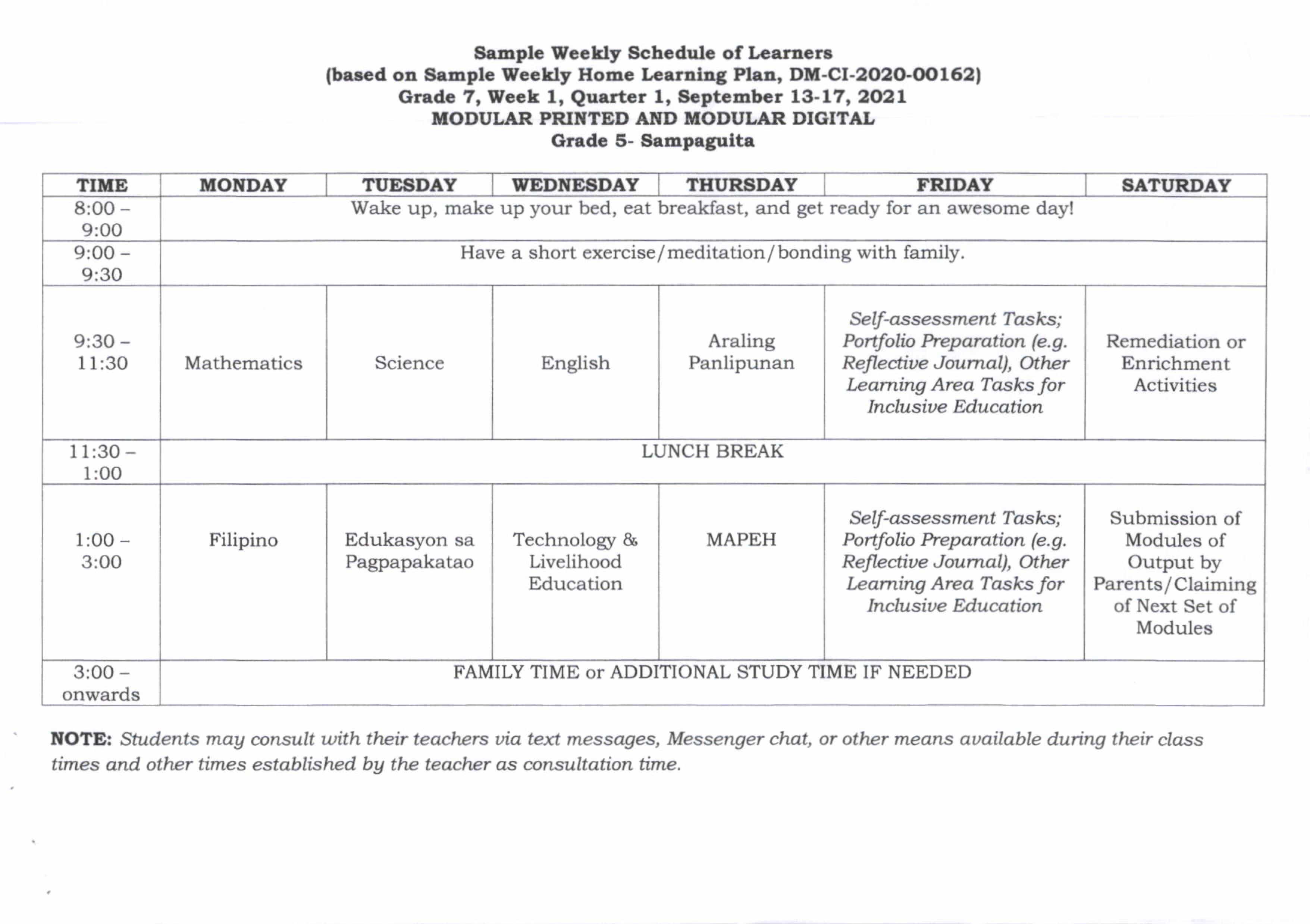 weekly-learning-plan-deped