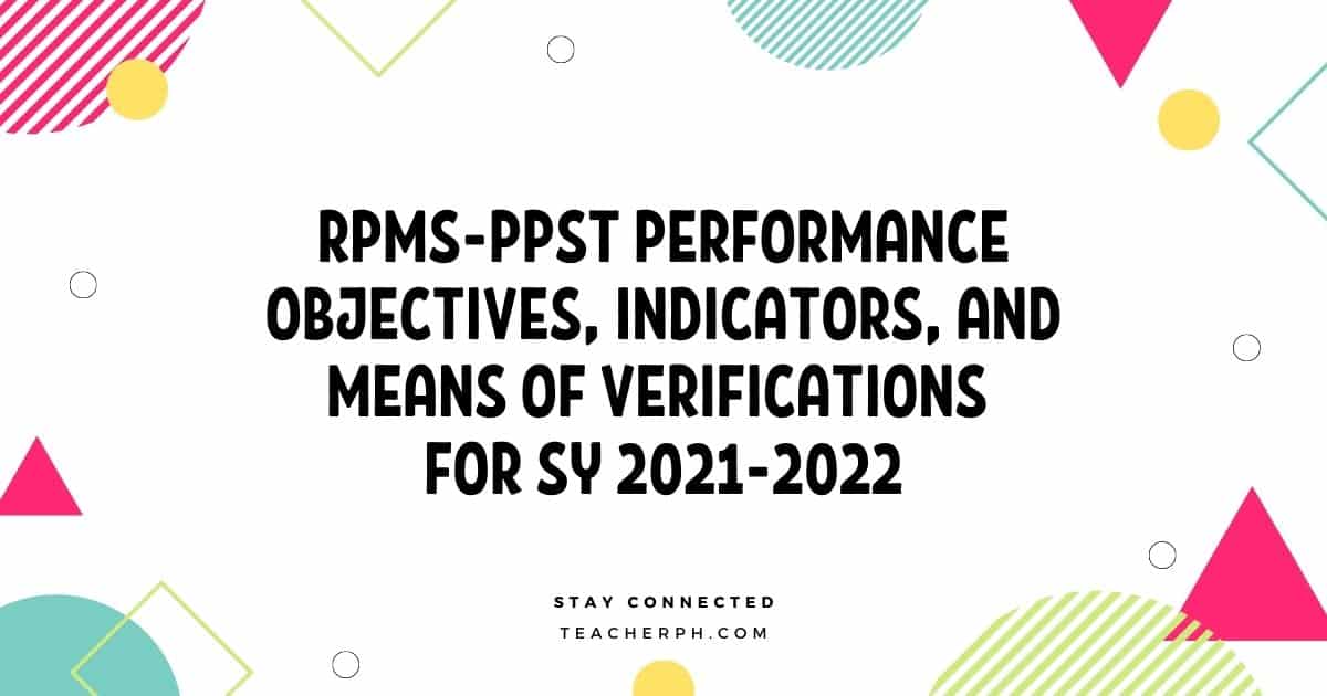 RPMS PPST Performance Objectives Indicators And Means Of 