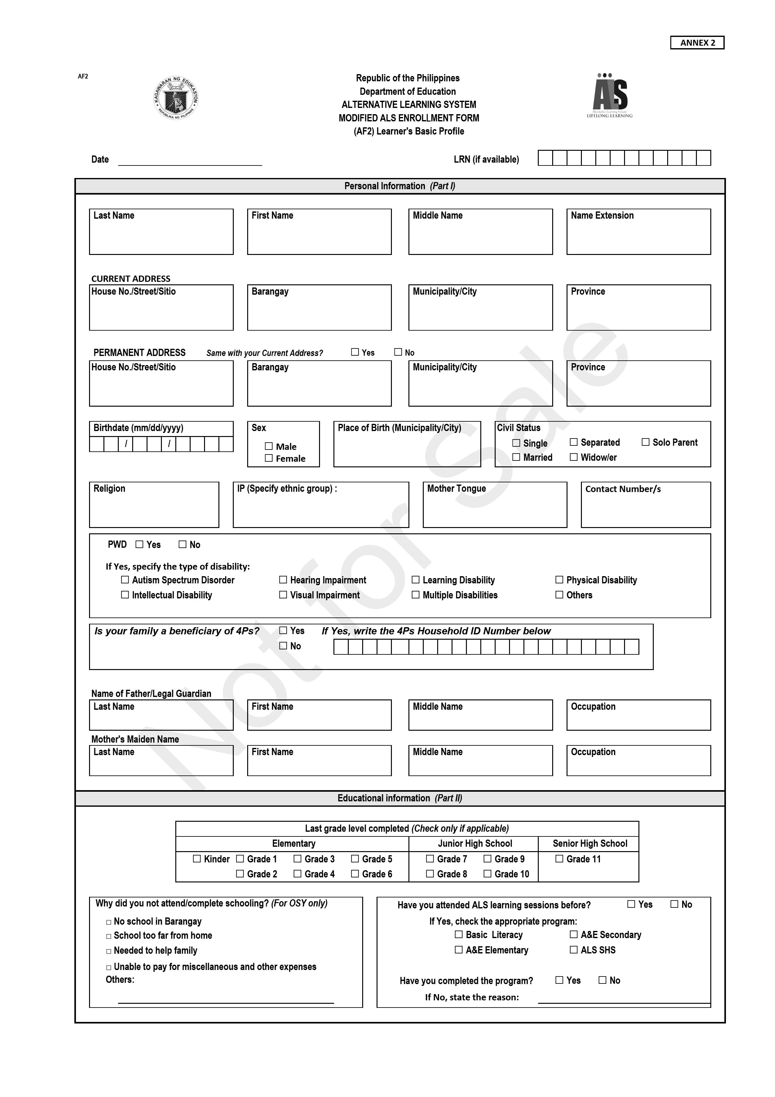 Modified Enrolment Form 2022 2023 Printable Forms Free Online