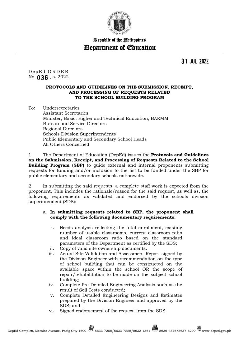 DepEd Guidelines for Requesting School Buildings 🏫 - TeacherPH