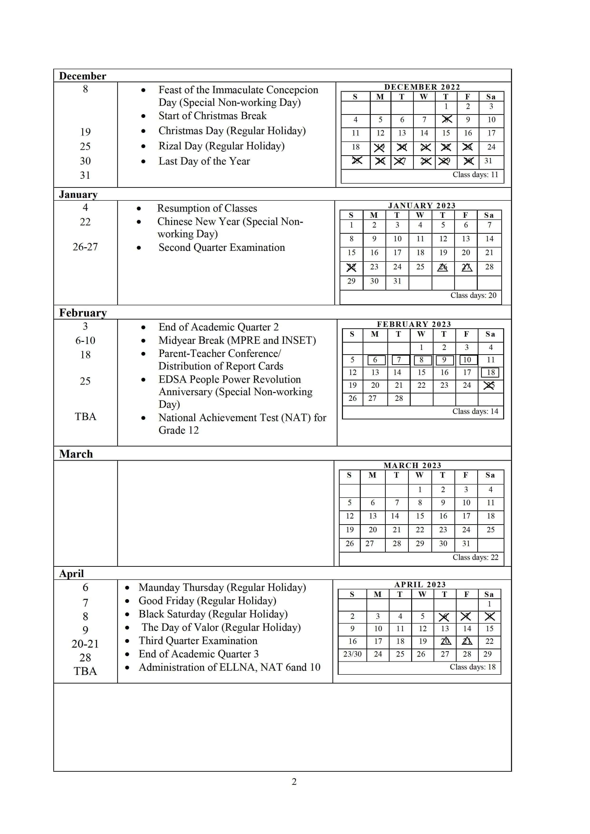 DepEd School Calendar for School Year 2022-2023 - TeacherPH